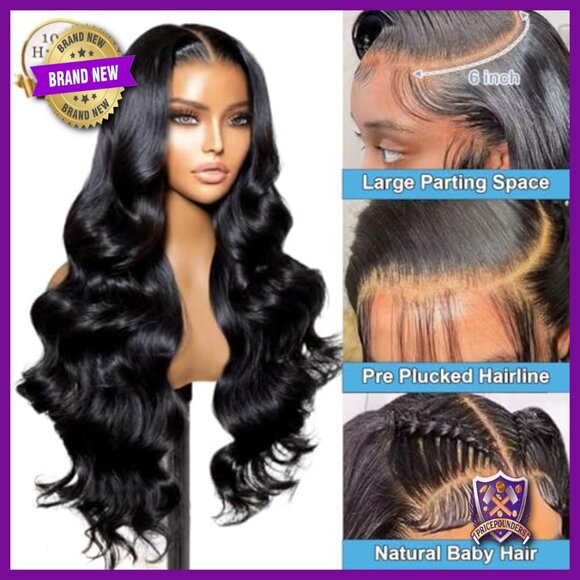 13x6 Lace Front Wig 100% Human Hair Body Wave 28 Inch 200% Density main image 6